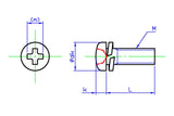 310w/washers M4 Cross Recess Pan Head Machine Screw with Spring Washer, Steel 3Cr 100 pcs.