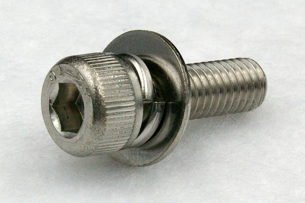 310w/washers M2.6 Hex Socket Cap Screw with Spring and Flat Washer(ISO), Stainless A2 100 pcs.